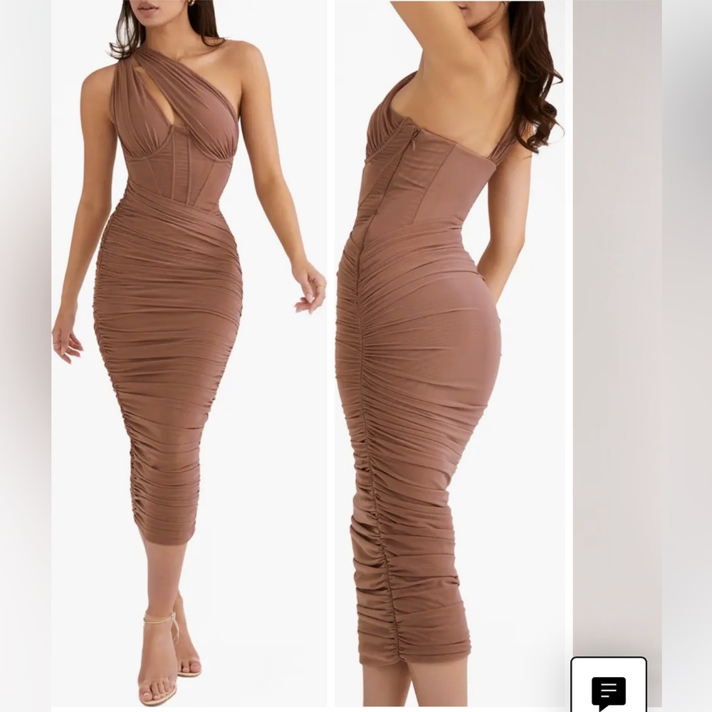 HOUSE OF CB - Valentina Asymmetric Cutout One-Shoulder Midi Dress